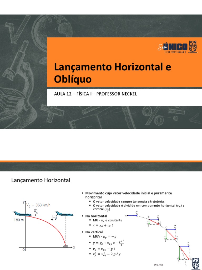 Lançamento Horizontal e Oblíquo em Física | PDF | Velocidade | Cinemática