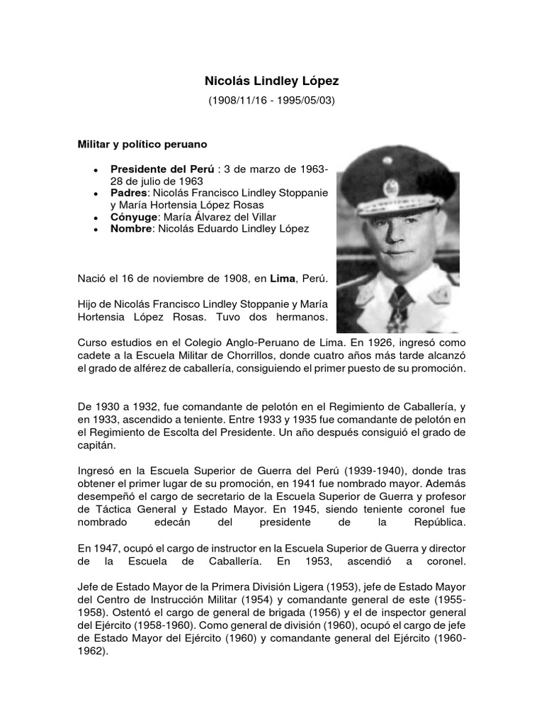 Nicolás Lindley López PDF PDF Rango militar Organización militar