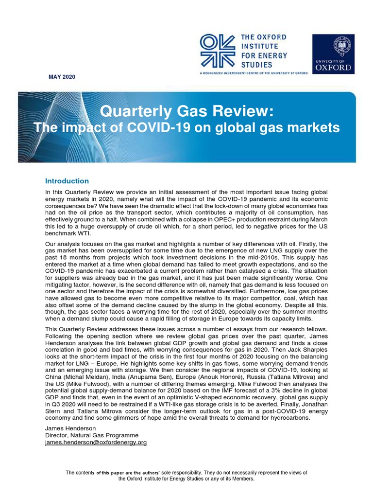 Quarterly Gas Review:: The Impact of COVID-19 On Global Gas Markets ...