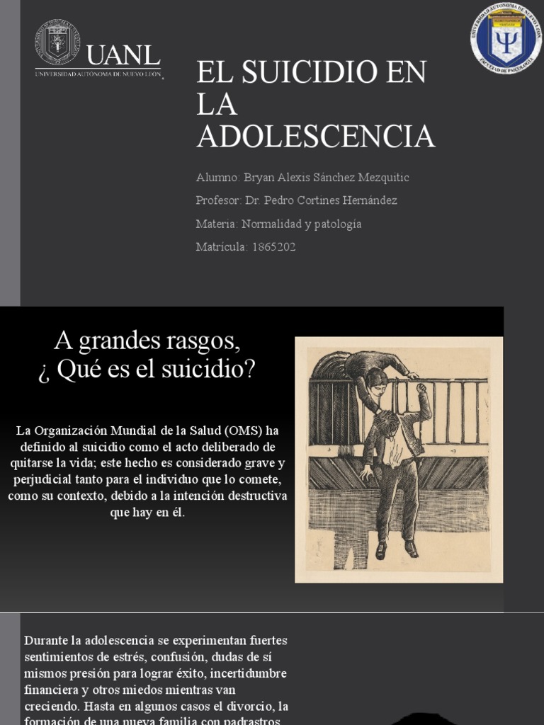 Suicidio en Adolescentes: Prevención y Riesgos | PDF | Suicidio ...
