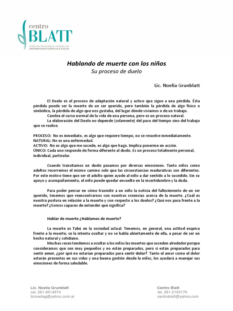 Cómo hablar de la muerte a los niños | PDF | Muerte | Dolor