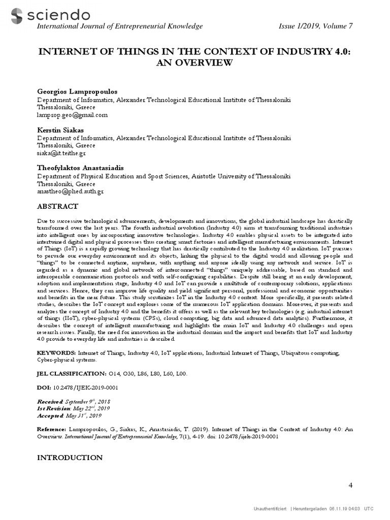 IoT and Industry 4.0 Overview | PDF | Internet Of Things | Big Data