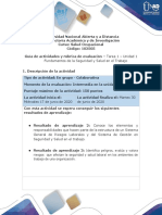 Guía de Actividades y Rúbrica de Evaluación - Unidad 1 - Tarea 1 - Fundamentos de Seguridad y Salud en El Trabajo