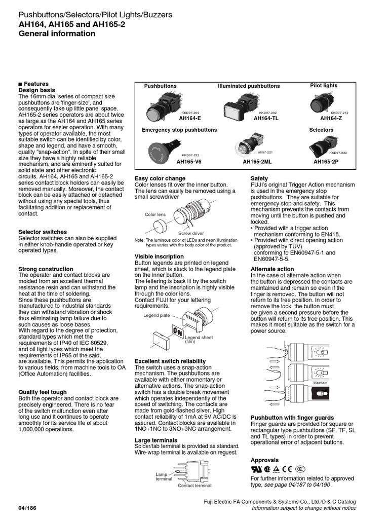 Fuji Electric Pushbutton Catalog Overview | PDF | Mains Electricity ...