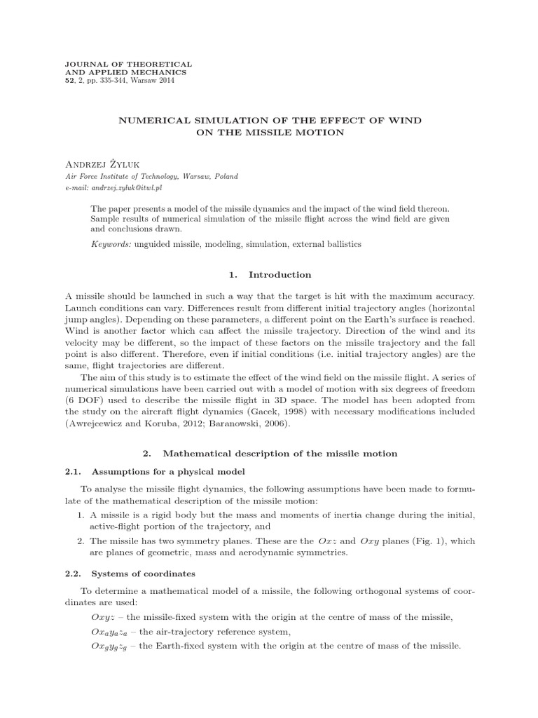 Numerical - Simulation - of - The - Effect - of - Wind - On THE MISSILE ...