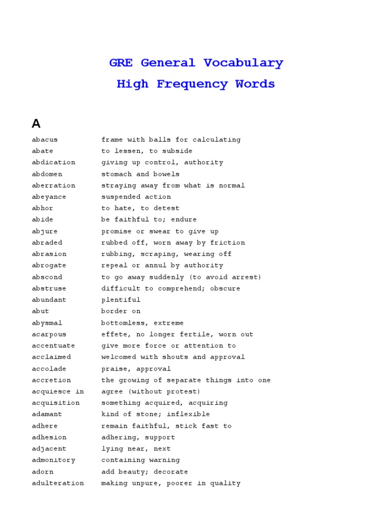 GRE Vocabulary PDF