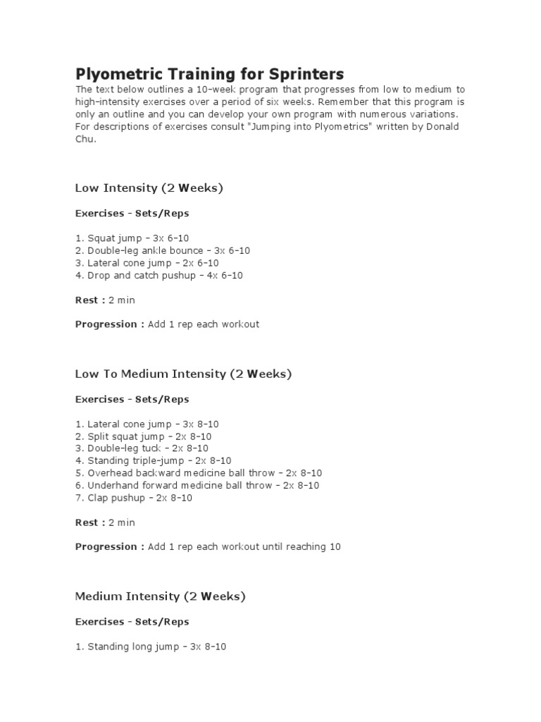 Plyometric Training For Sprinters PDF