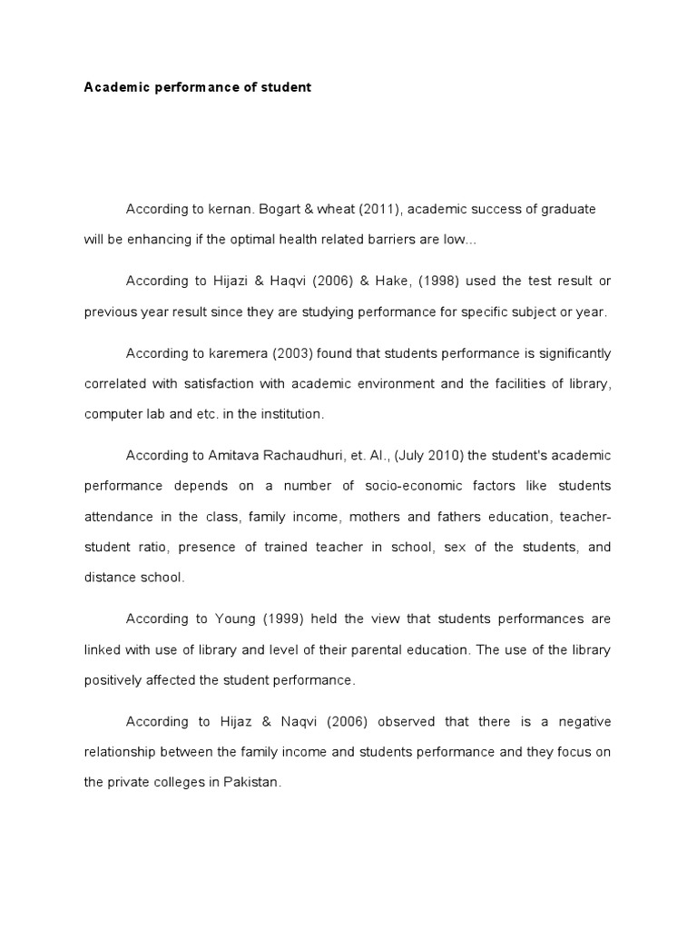 Factors Influencing Student Performance | PDF