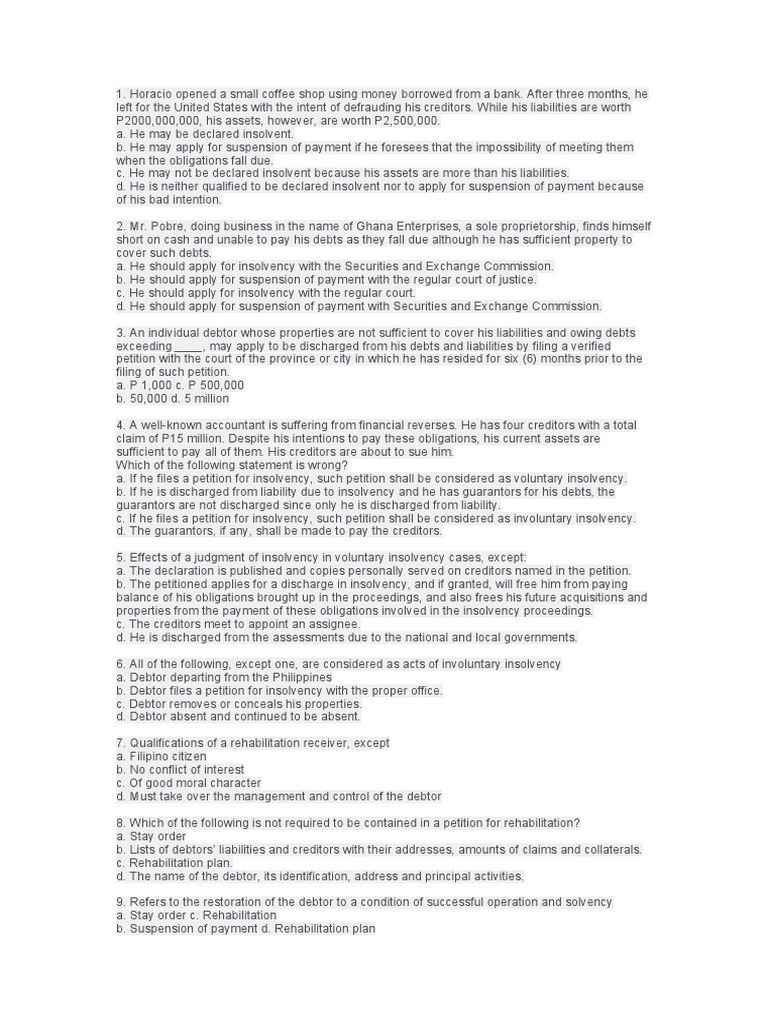 Law 1 Pdf Insolvency Bankruptcy