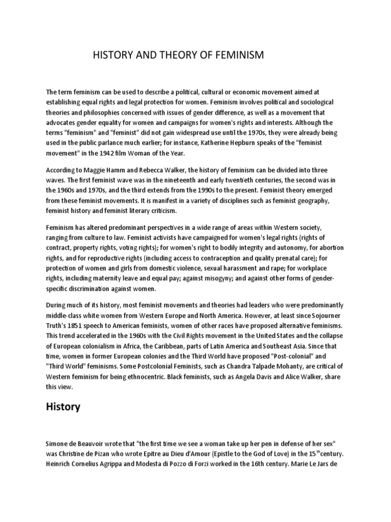 History and Theory of Feminism | PDF | Feminism | Gender Studies