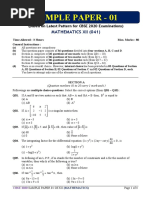 Sample Paper - 01: Mathematics Xii