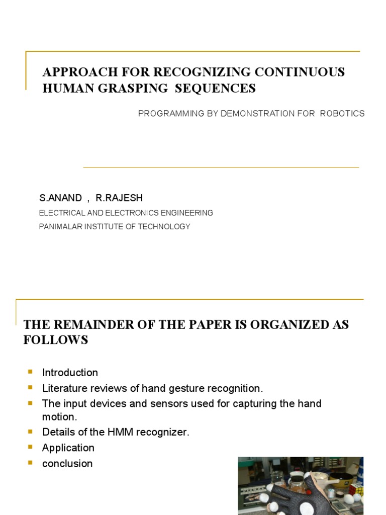 Recognizing Human Grasping Sequences | PDF | Cybernetics | Computer ...