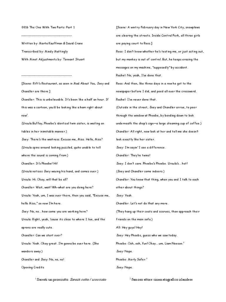 0016 The One With Two Parts | PDF | Friends