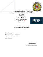 Mechatronics Design Lab: Assignment Report