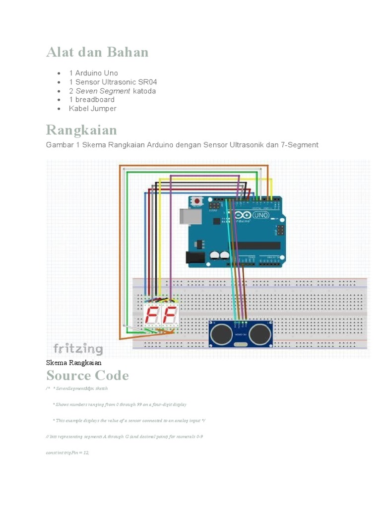 Rangkaian Arduino dengan Sensor Ultrasonik | PDF | Rekayasa Komputer ...