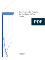 Short Notes On Tax Planning, Tax Avoidance, and Tax Evasion: Aashish Mishra 1820602