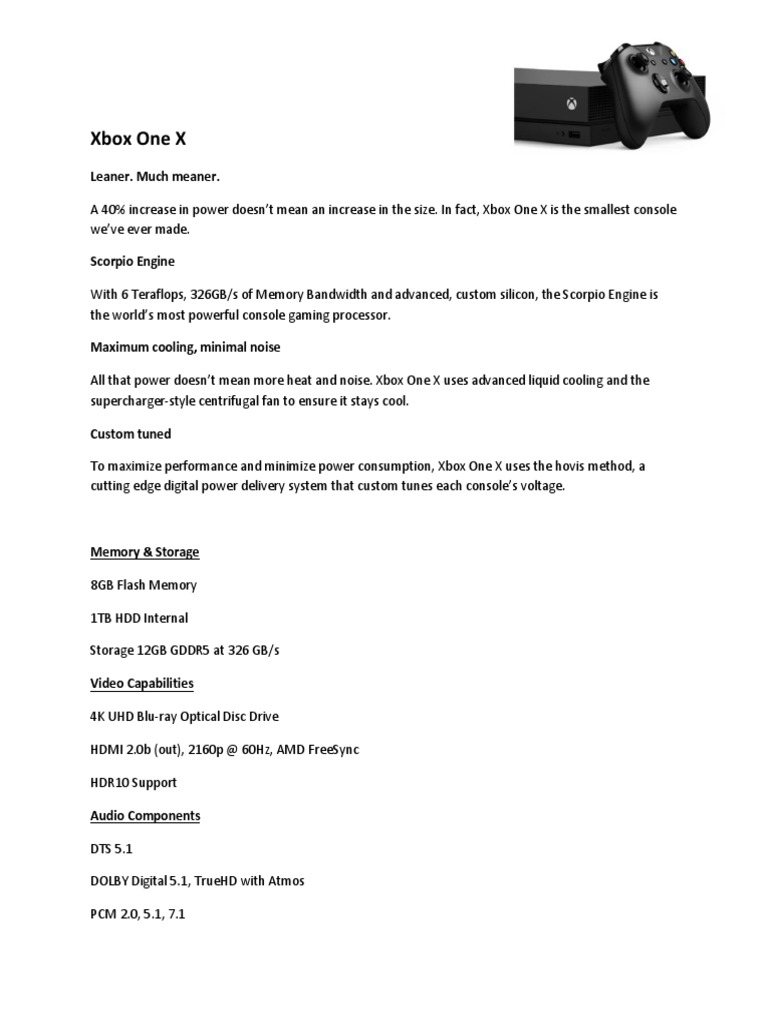 Xbox One X: Power and Performance Unleashed | PDF | Computers ...