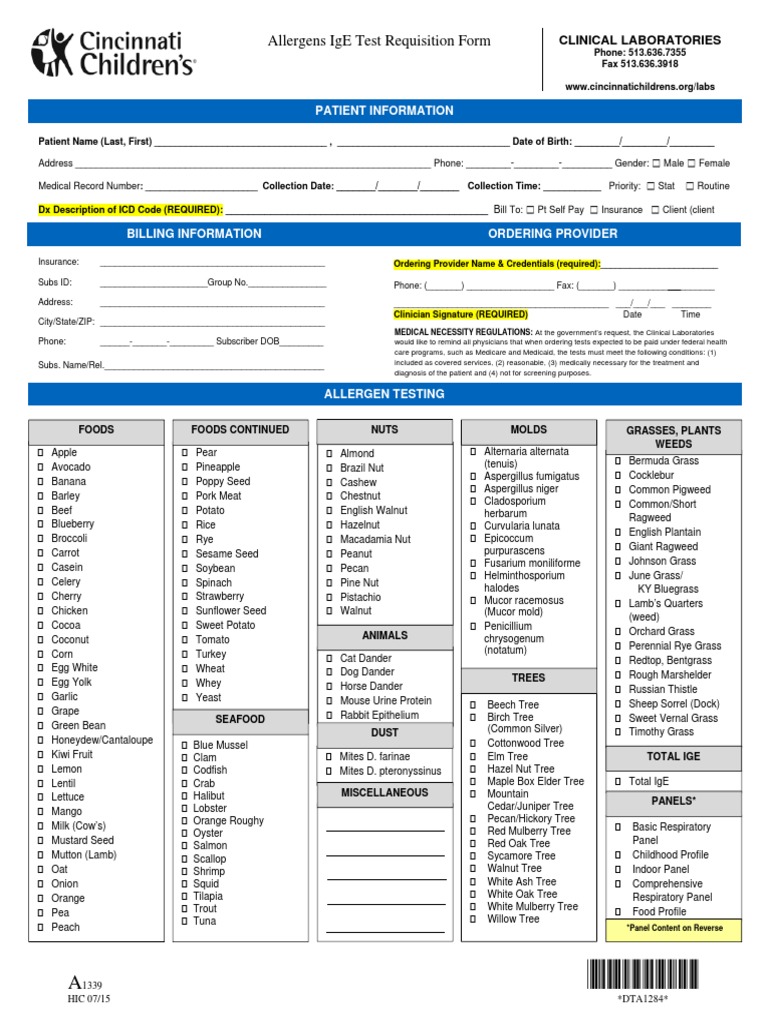 Allergy Test Results Overview | PDF | Allergen | Trees