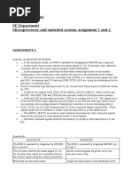 Panashe Mushinyi H180524V SE Department Microprocessor and Embeded Systems Assignment 1 and 2