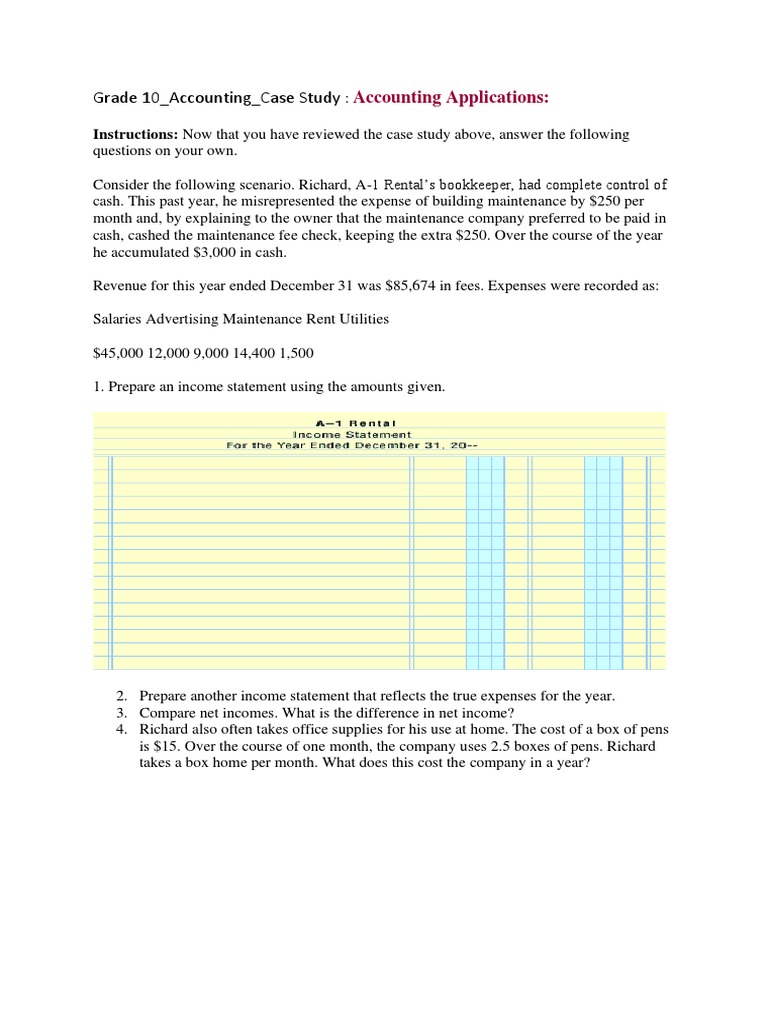 Grade 10 - Accounting - Case Study | PDF | Finance & Money Management