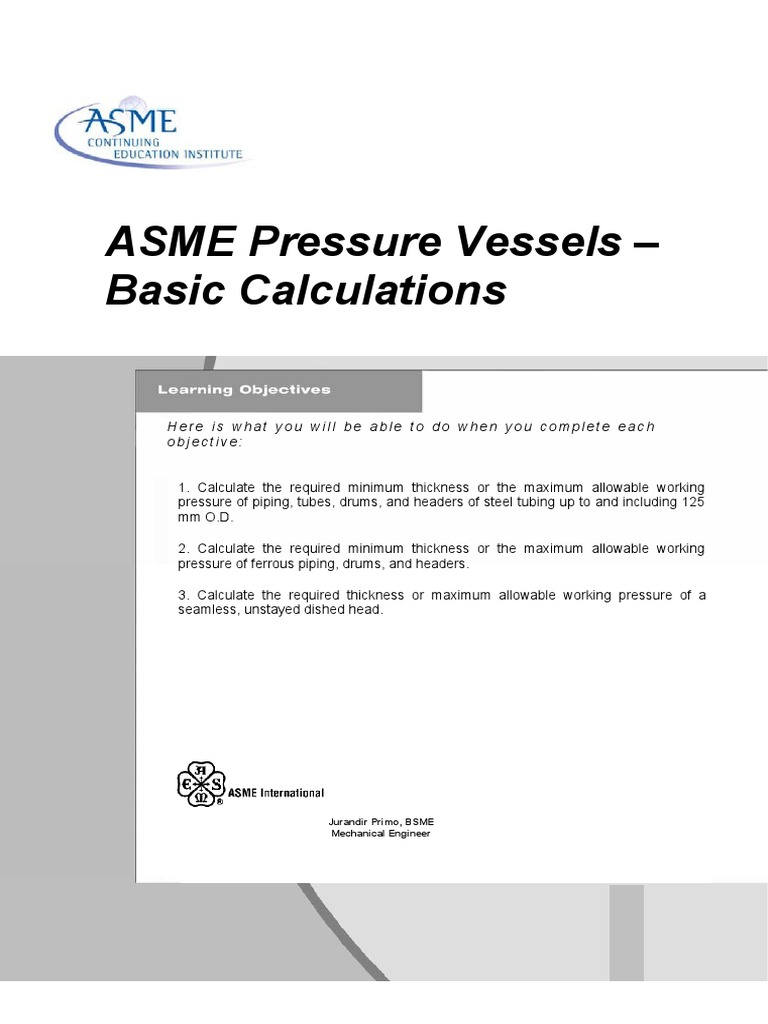 ASME Pressure Vessel Design Calculations | PDF