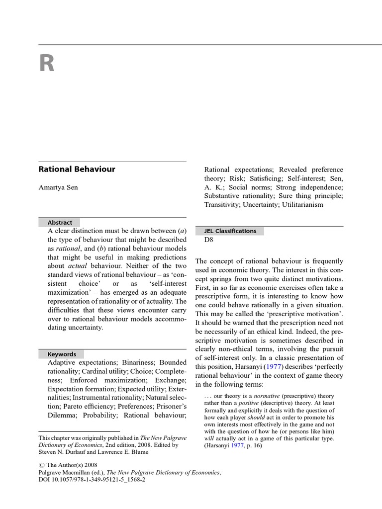 Understanding Rational Behaviour Models | PDF | Utility | Rationality