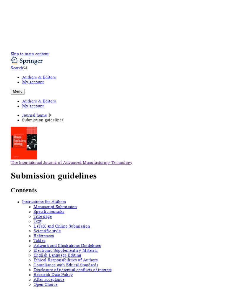 The International Journal of Advanced Manufacturing Technology ...