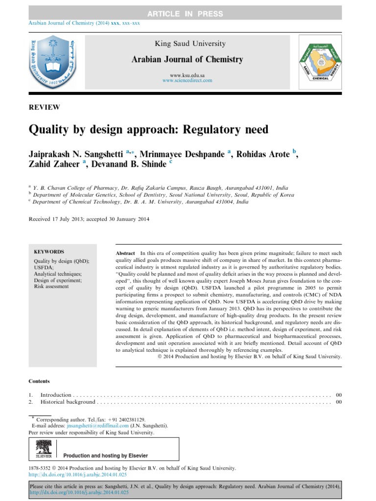 Quality by Design Approach Regulatory Need PDF | PDF | Risk Management ...