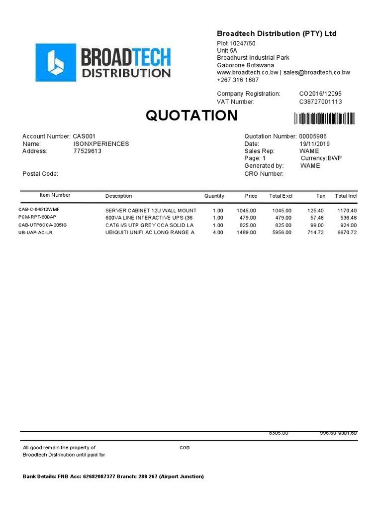 Tech Equipment Quotation | PDF | Public Finance | Services (Economics)