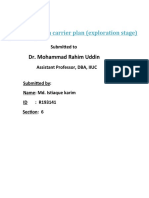 Assignment On Carrier Plan (Exploration Stage) : Dr. Mohammad Rahim Uddin