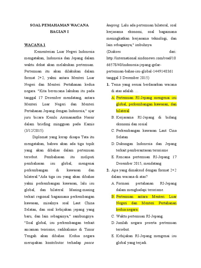 Bag 1 Soal Wacana P2