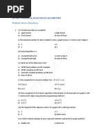 Cs 503 - Design & Analysis of Algorithm: Multiple Choice Questions