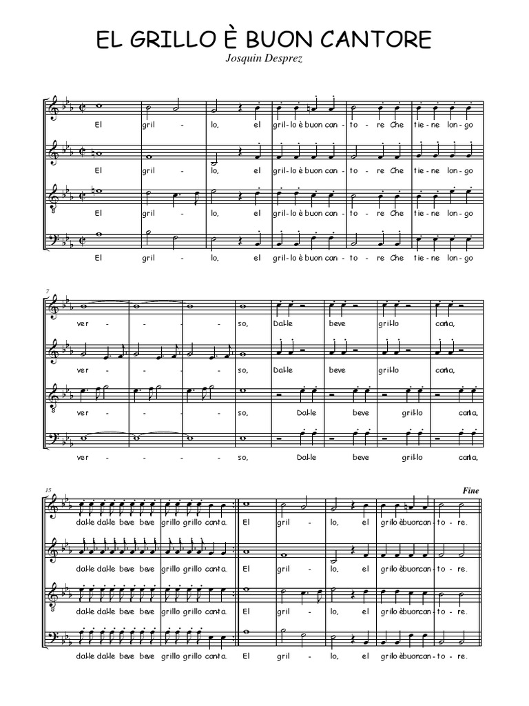 Josquin Deprez El Grillo È Buon Cantore PDF