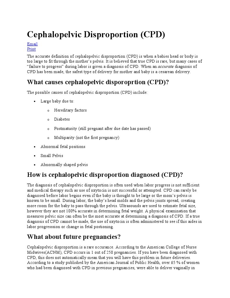 Understanding Cephalopelvic Disproportion | PDF