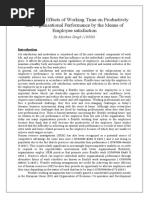 Study of The Effects of Working Time On Productivity and Organisational Performance by The Means of Employee Satisfaction