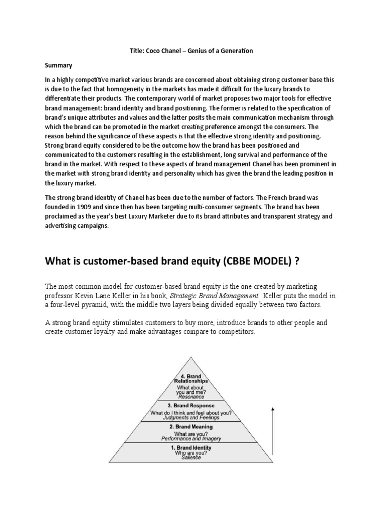 What Is Customer-Based Brand Equity (CBBE MODEL) ?: Title: Coco Chanel -  Genius of A Generation, PDF, Brand