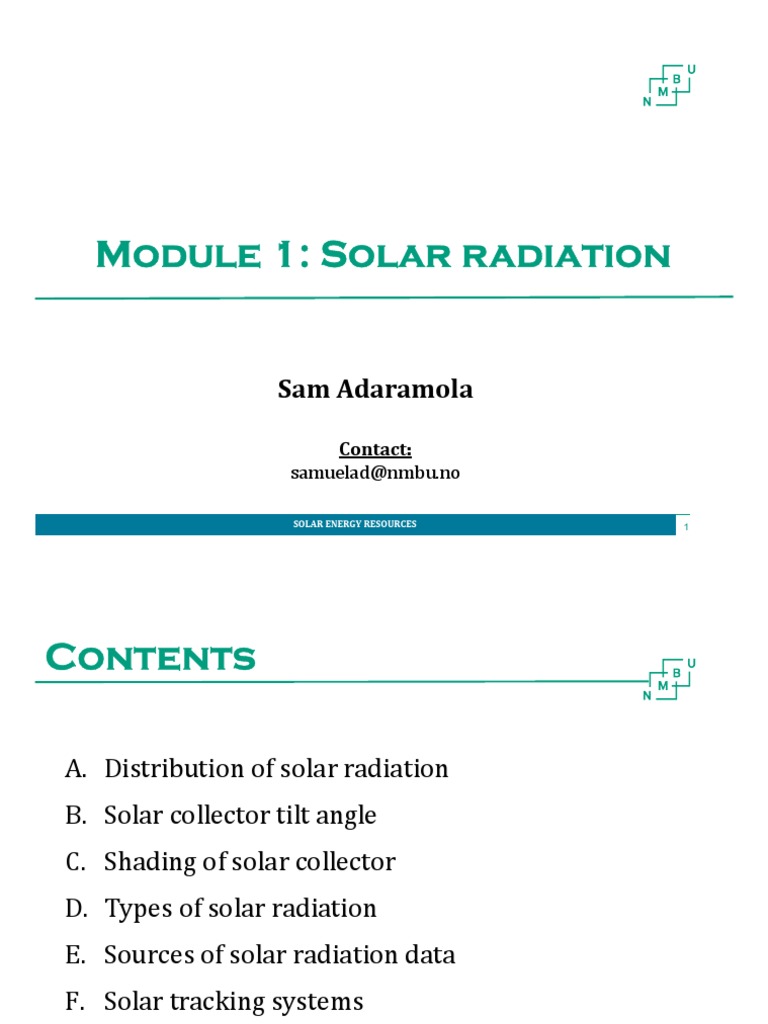 Overview of Solar Radiation Types | PDF | Solar Energy | Sun
