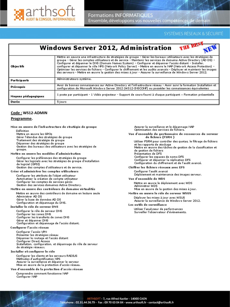 Formation Administration Windows Server 2012 | PDF | Stratégies de ...