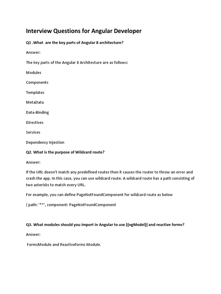 Interview Questions For Angular Developer PDF | PDF | Scope (Computer ...