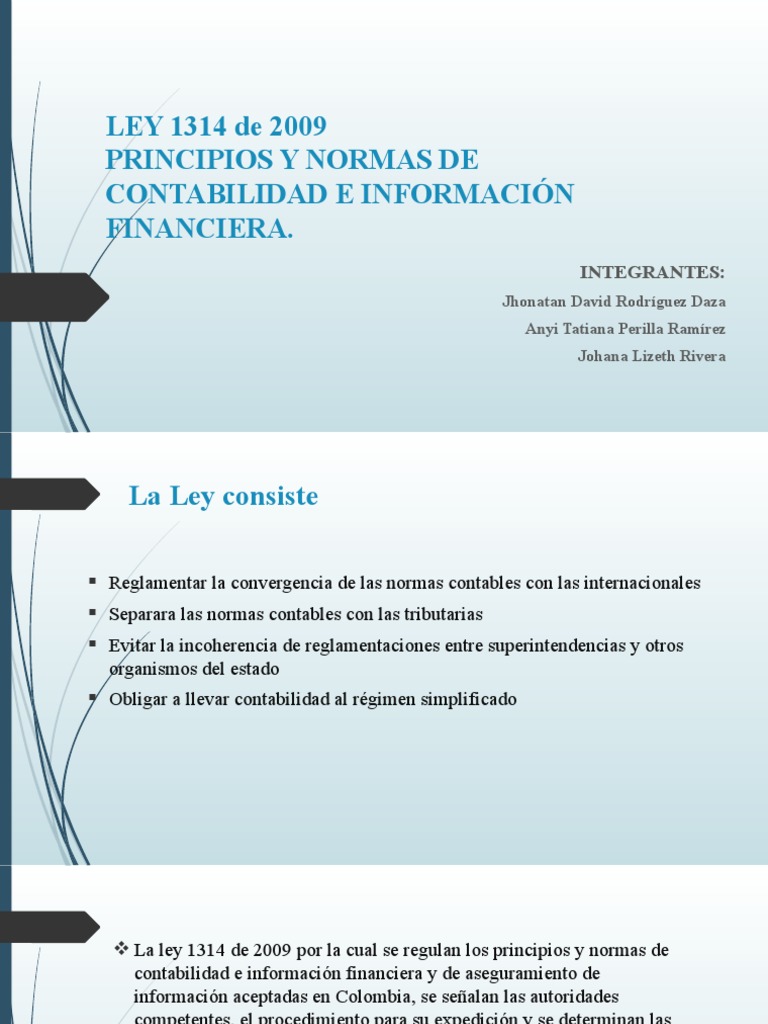 Diapositiva LEY 1314 de 2009 | PDF | normas internacionales de ...