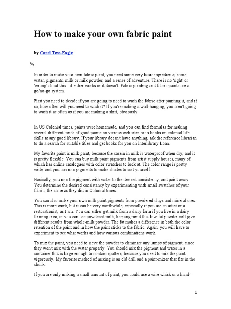 How To Make Your Own Fabric Paint PDF Paint Paintings