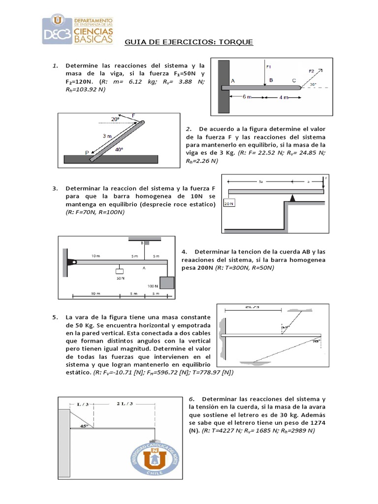 Ejercicios de Torque y Equilibrio Estático | PDF | Fricción | Física