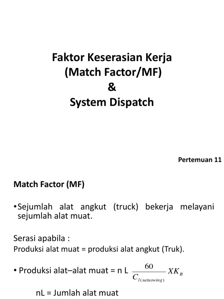 Rumus Match Factor untuk Efisiensi Tambang | PDF