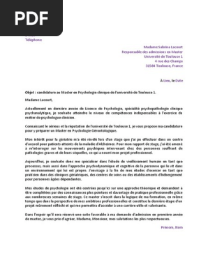 Lettre De Motivation Master Psychologie Docx Geriatrie Psychologie Clinique