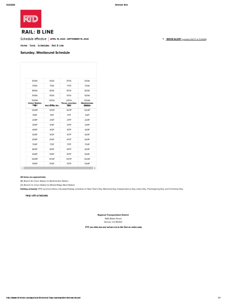 Rail: B Line: Saturday, Westbound Schedule | PDF | Passenger Rail ...