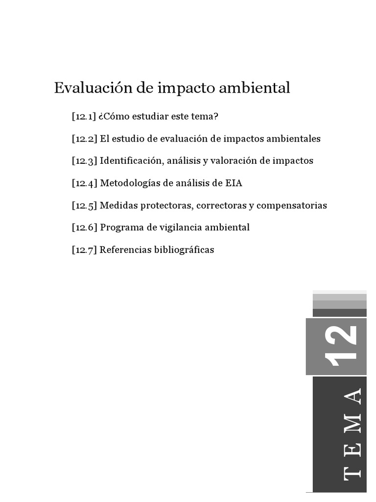Tema 12 | PDF | Evaluación de impacto ambiental | Entorno natural