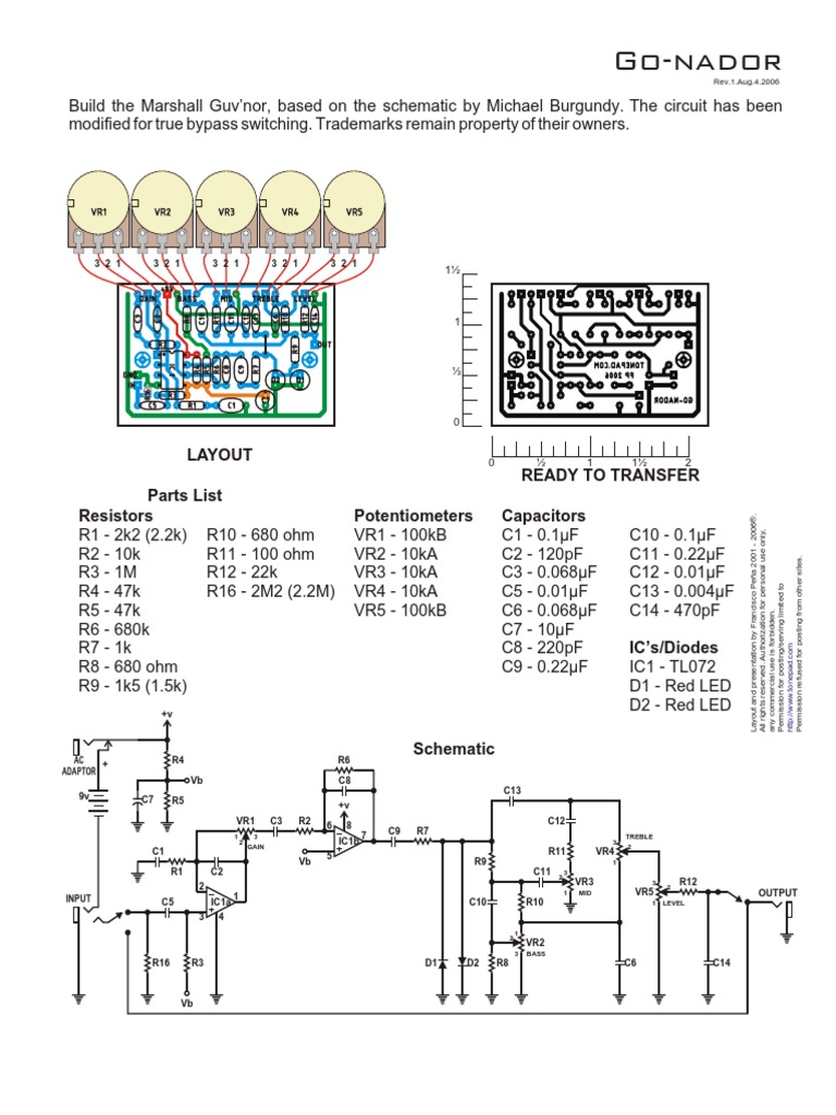 GoNador Layout Ready To Transfer Resistors Capacitors Potentiometers