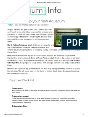 Setting Up Your New Aquarium: Equipment Check List, PDF, Aquarium