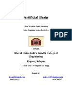 Artificial Brain: Bharat Ratna Indira Gandhi College of Engineering Kegaon, Solapur