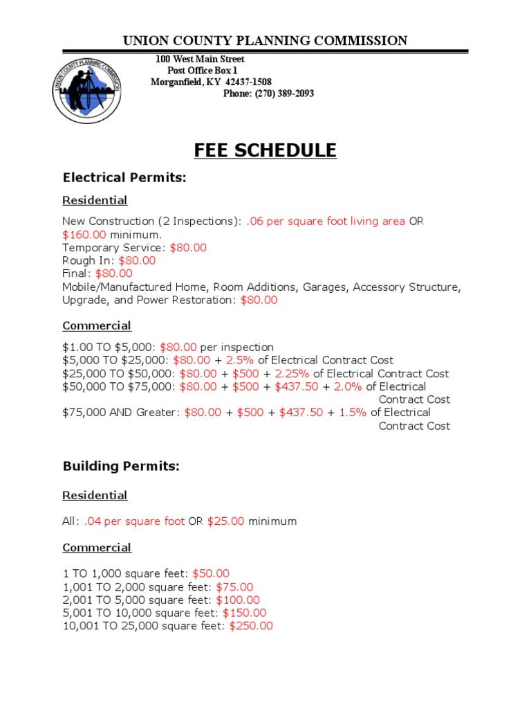 Union County Electrical Fee Schedule | PDF | Home & Garden | Technology ...